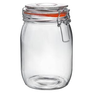 Argon Tableware Glass Storage Jar - 1l/33.8oz - 4 Colour Seals Airtight Kitchen Storage Container Preserving Jar