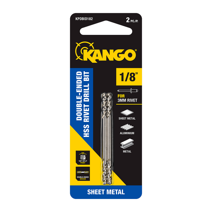 Kango 1/8” HSS Double-Ended Rivet Drill Bit - 2 Pack