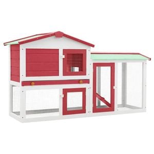 vidaXL Rabbit Hutch 2-layer Rabbit Cage Outdoor Pet House Red and White