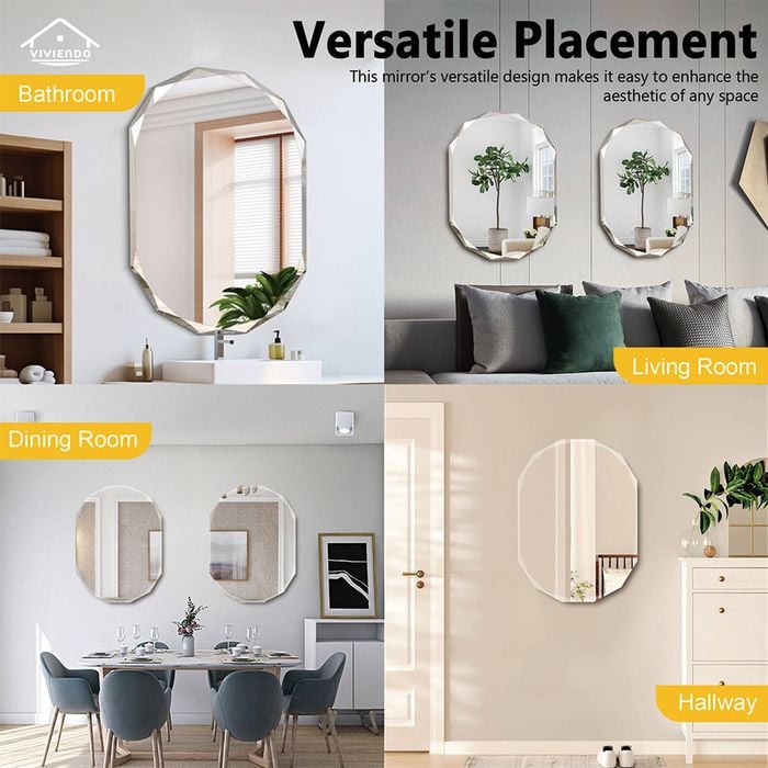 Viviendo Crystalline Mirror 70x90cm Beveled Edge Wall Mirrors Frameless ...
