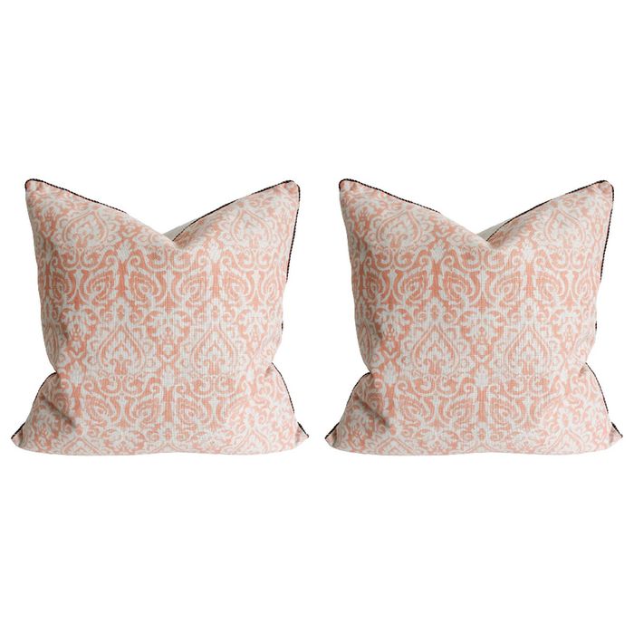 2x LVD Cushion Damask Toffee Throw Pillow Home/Lounge/Sofa Decor 50cm Square