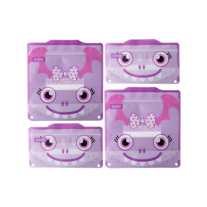 Russbe Reusable Snack & Sandwich Bag Set 4pc Purple Monster