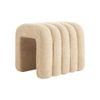 La Bella Ridge Arch Ottoman Stool 45cm Beige Teddy Fleece Fabric Foot Rest