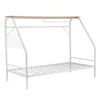 Artiss Single House Bed Frame Metal Canopy Bed Storage Shelf for Kids White