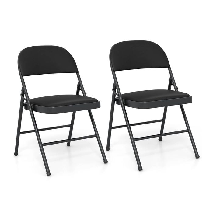 Costway 2pcs Folding Chairs Padded Stackable Party Chair Set