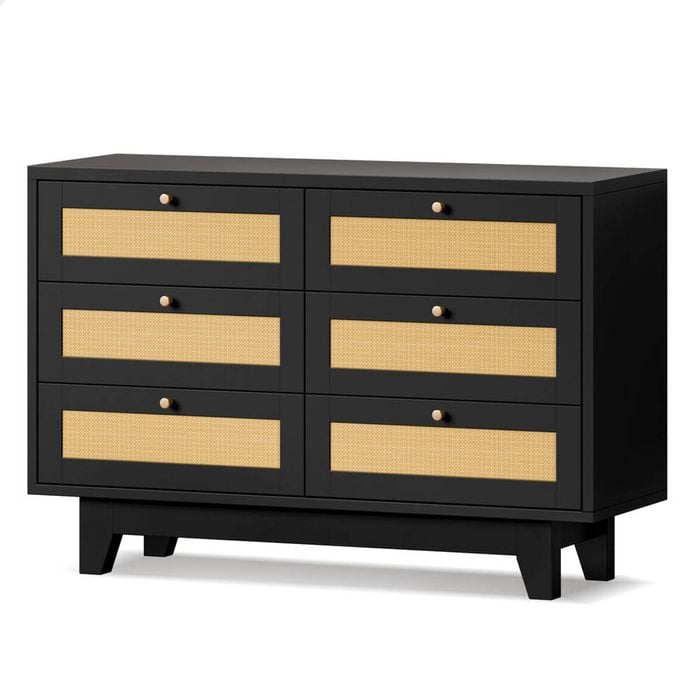 ALFORDSON 6 Chest of Drawers Storage Cabinet Rattan Black