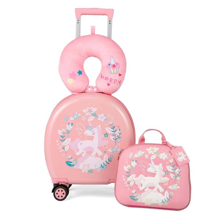 Costway 4PCS Kids Luggage Set Pink