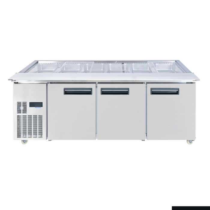 Thermaster Two Door Cold Bench Salad Station 6x1/1 Gn Pans  - Salad Bar Fridges (pg210fa-xb)