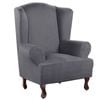 Smarcute Suede Wing Chair Cover 1 Piece Stretch Thick Sofa Slipcover Grey