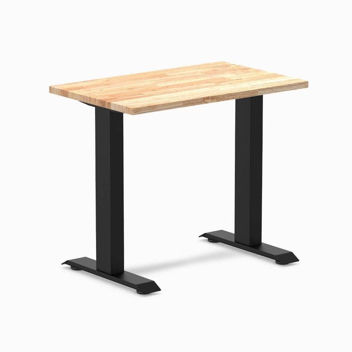 Desky Fixed Height Mini Natural Rubberwood Desk 800 X 500mm Matte Black Frame