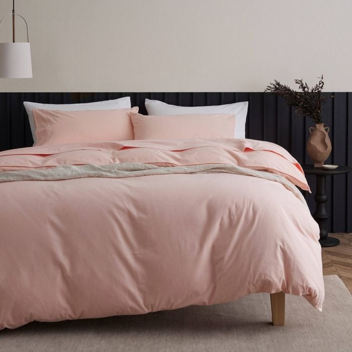 Bedding Co. Organic Cotton Flannelette Quilt Cover Set Soft Pink Queen