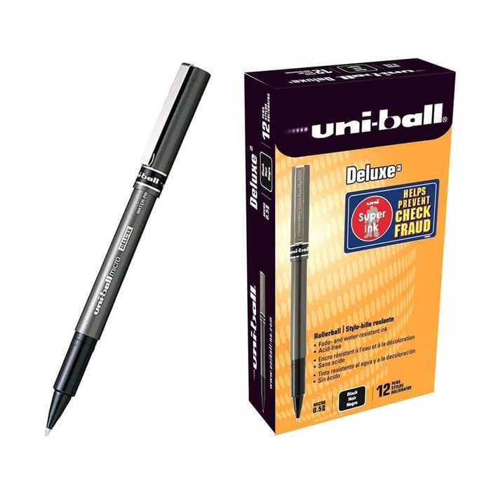 Uni-Ball Micro Deluxe Rollerball Pen 0.2mm (12-Pack) (Black)