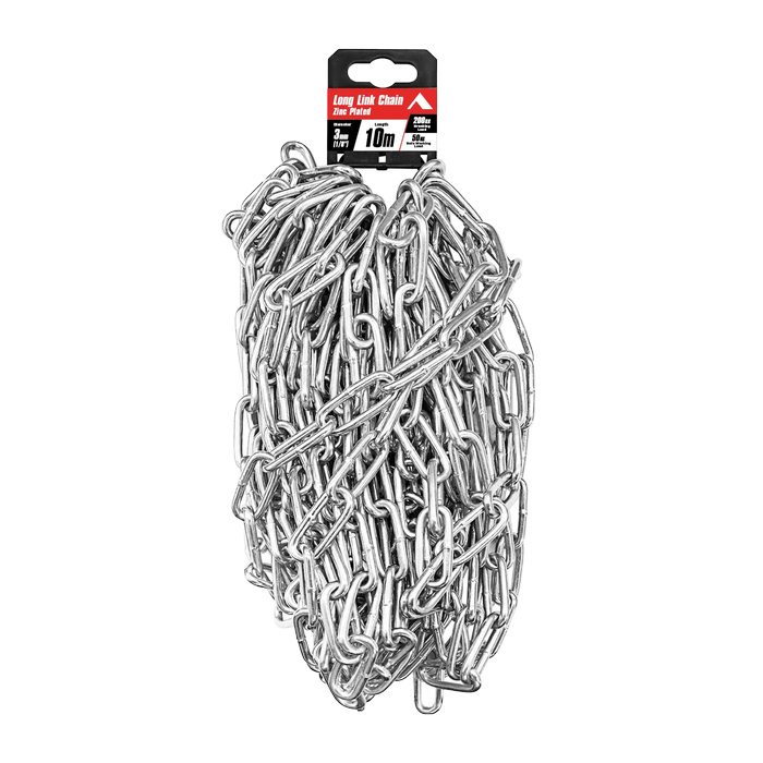 Pinnacle 3mm 1/8" x 10m Zinc Plated Long Link Chain