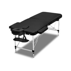 Zenses 75cm Portable Aluminium Massage Table 2 Fold Black Treatment Beauty