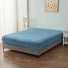 LINENOVA Premium Cotton Blend Deep Pocket Fitted Sheet - King, Dusty Blue