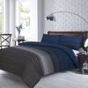 100% Cotton Double Quilt Cover Set With Extra Standard Pillowcases - GBBS - Grey/Blue/Black
