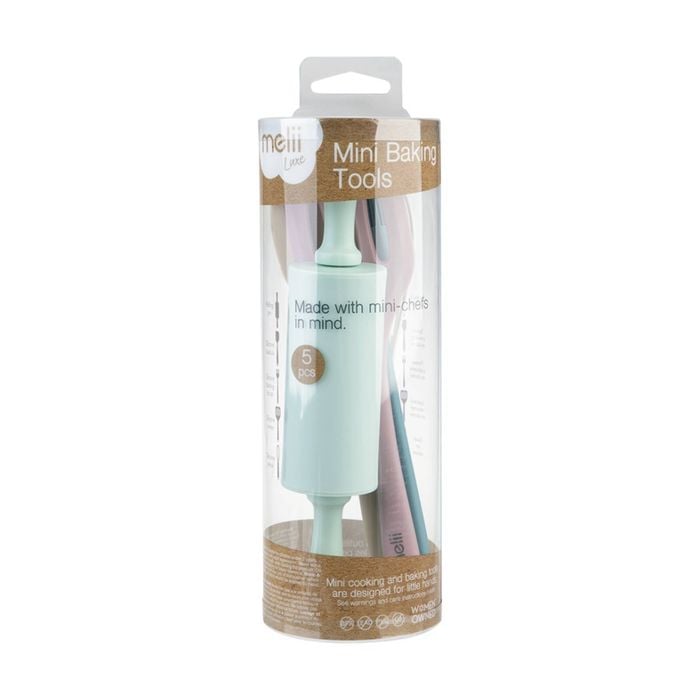 5pc Melii Mini Kid-sized Silicone Cooking Baking Tools set Multicolour