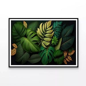Lush Tropical Leaves in Green  Print 100% Australian Made 120x90cm  (Poster)