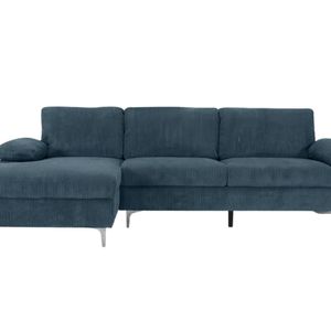 Kaveah Corduroy Sofa With Left Chaise - Blue