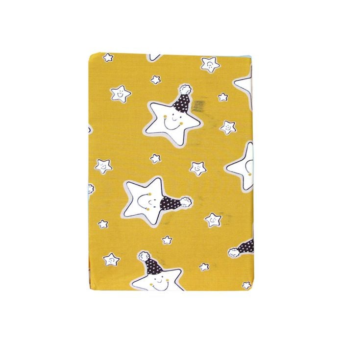 Yellow Star Bassinet Fitted Sheet with a Flat Sheet Sewed Attached