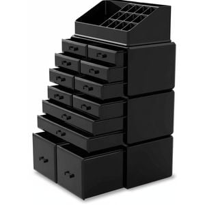 Makeup Cosmetic Organizer Storage with 12 Drawers Display Boxes (Black)