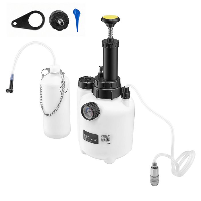 VEVOR Brake Bleeder Kit Black White 3L Manual with 1L Waste Bottle 4 Master Cylinder Adapters