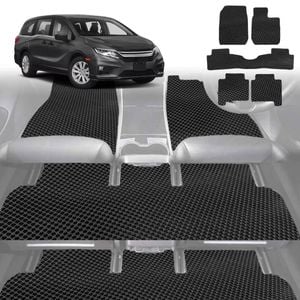 6D Diamond Car Floor Mats for Honda Odyssey 2014-2020 Standard 8 Seater-Ultimate Set-Black-Outback GT