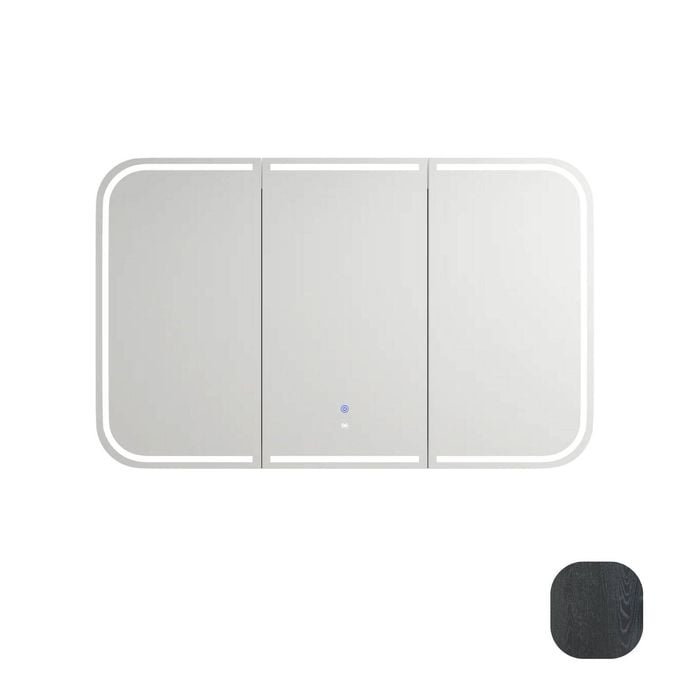 Attica Porta 1200mm Black Oak LED Shaving Cabinet with Powerpoint / USB-C
