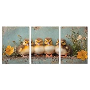 3pcs Adorable Cute Young Ducklings Print 100% Australian Made 3 x 40x60cm (Metal Print)