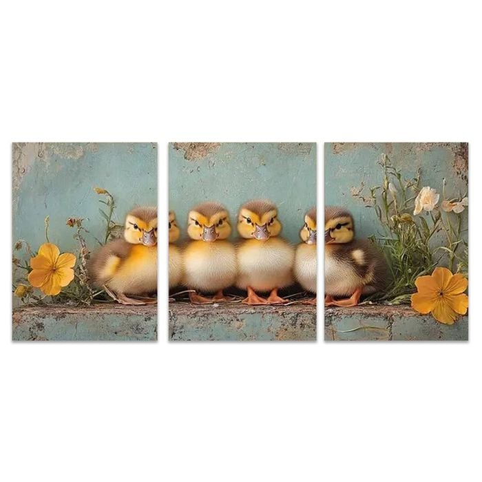 3pcs Adorable Cute Young Ducklings Print 100% Australian Made 3 x 40x60cm (Metal Print)