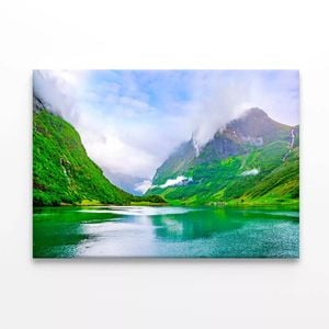 Scandinavian with Mountains  Print 100% Australian Made 120 x 90cm  (Stretched)