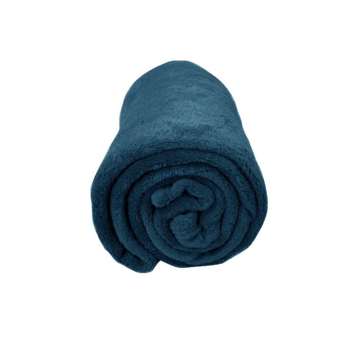 Bloomington Solid Colour Soft Coral Fleece Throw Rug 127 x 152 cm Indigo