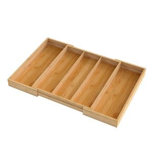 TOQUE Expandable Bamboo Utensil Drawer Tray