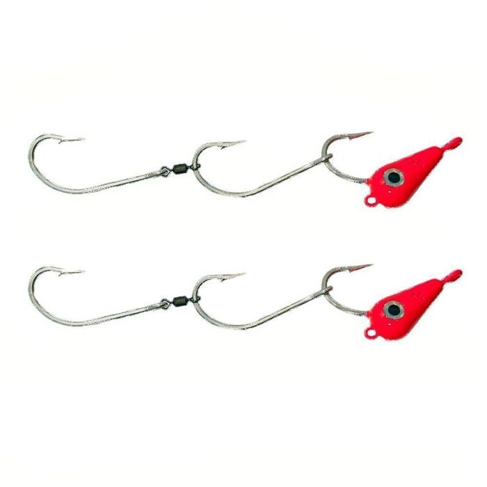 2x 30g TT Lures Bait Trolling Size 5/0 Tarpon Hooks Mackeral Rig - Red