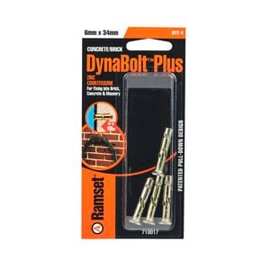 Ramset 6 x 34mm DynaBolt Plus Flat Head Bolt - 4 Pack