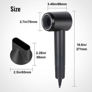 Hair Dryer Lightweight Anion High Speed Quick Dry Electric Led 1800w Black - Black