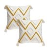 SOGA 2X Boho Tufted Cushion 45cm Tassel Beige Yellow Geometric Chevron Throw Pillow