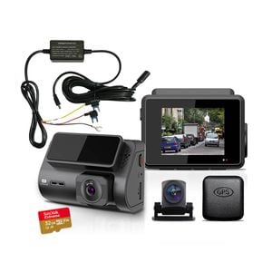 Elinz 2 Channel Dash Cam 4K+1080P WiFi GPS Night Vision Supercapacitor Sony Starvis Car DVR 32GB U3 Card Hardwire kit