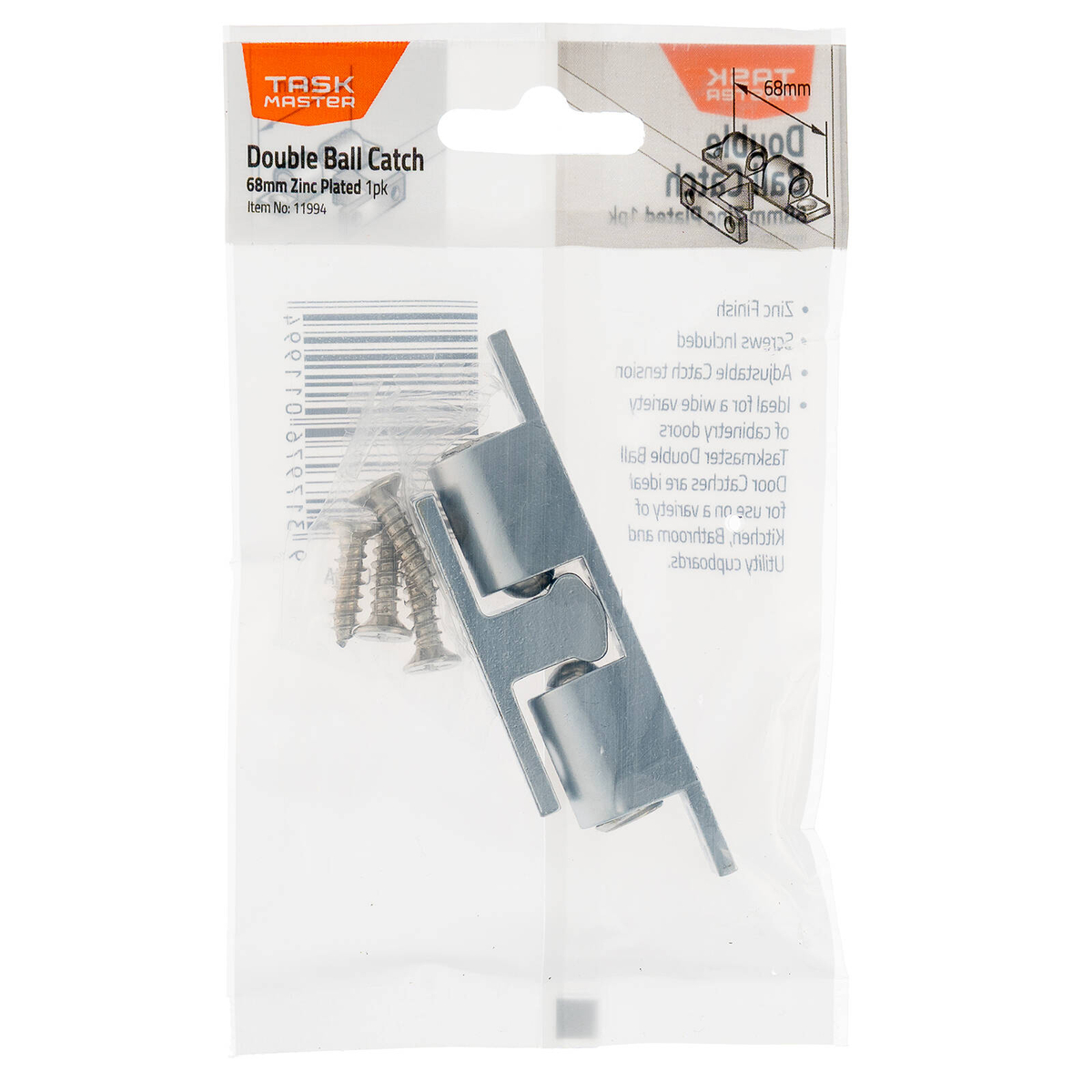 Taskmaster 68mm Zinc Double Ball Catch - 68mm 1 Pack - Bunnings New Zealand