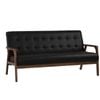 Modern Furniture TUCSON 3 Seater Sofa Walnut & Black PU Leather