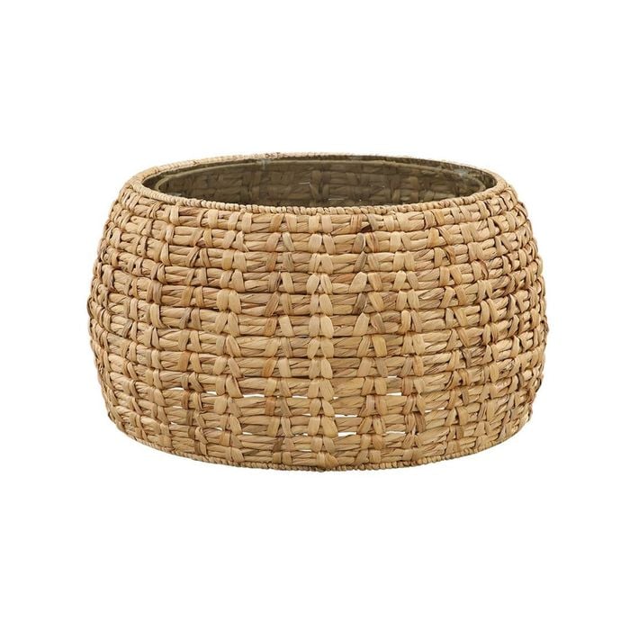 Beatrice Coffee Table Round Glass Top 72cm woven