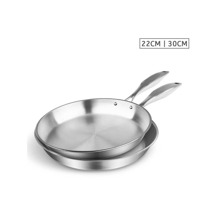 SOGA Stainless Steel Fry Pan 22cm & 30cm – Top Grade Induction