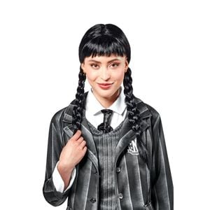 Wednesday Wig Girls Adult Halloween Party Hair Costume Prop Accessory Cosplay