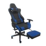 Blue Color High Back Executive Gaming Chair w Footrest Office Computer Seating Racer Recliner Chairs