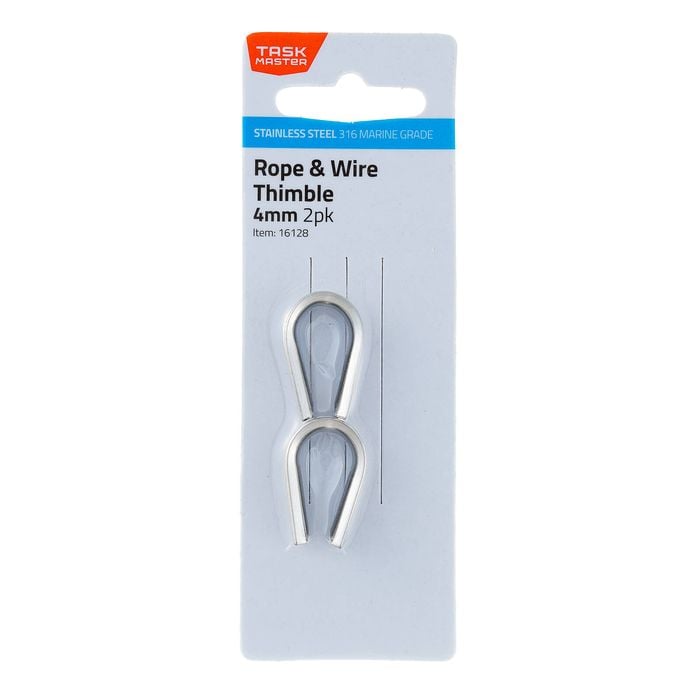 Taskmaster 4mm Stainless Steel Rope Thimble - 2 Pack