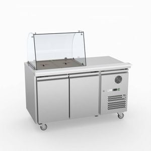 Fed-x Two Door Salad Prep Fridge With Curve Glass Top  - Salad Bar Fridges (xthp2100salgc)
