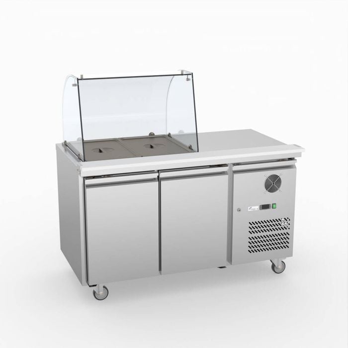 Fed-x Two Door Salad Prep Fridge With Curve Glass Top  - Salad Bar Fridges (xthp2100salgc)
