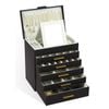 CARLA HOME  6-Layer Large Jewelry Organizer Box for Women with Mirror, Drawers, Hooks & Dividers (Black)