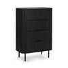 Kayla Tallboy Dresser Chest 4 drawers black woodgrain