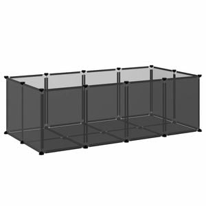 vidaXL Small Animal Cage Rabbit Hutch Hamsters Pet Playpen Black PP and Steel